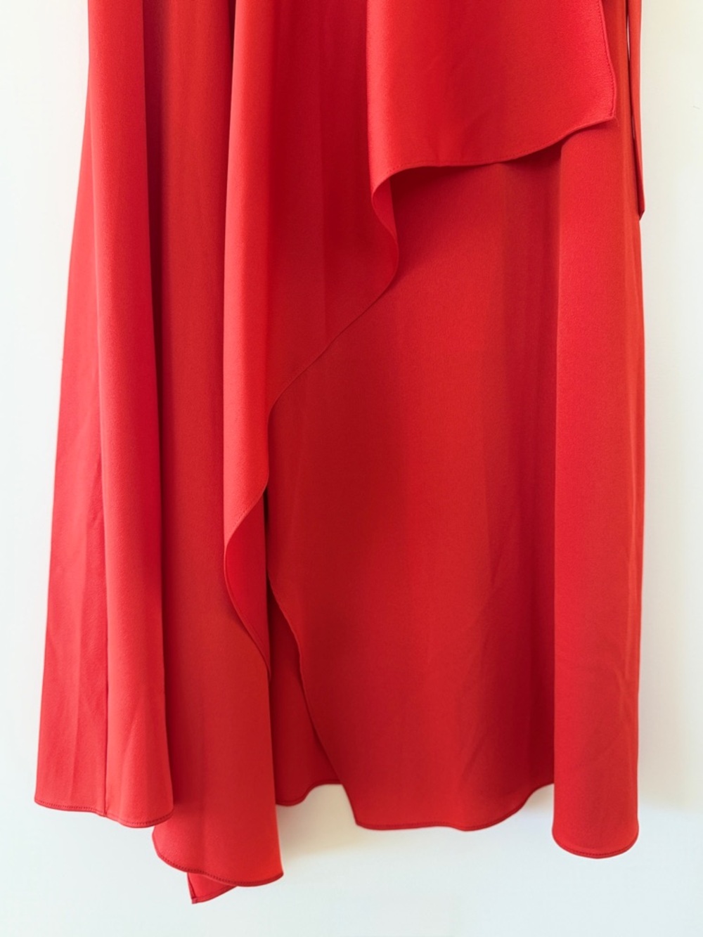 NWT BCBGMAXAZRIA High-Low Ruffle Wrap Midi Skirt Bright Poppy Red Womens M - Picture 4 of 12